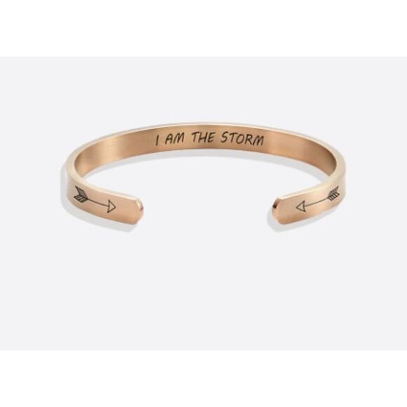 RETAIL $80 Mint & Lilly I AM THE STORM Rose Gold open cuff bracelet*GIFT pouch - Picture 1 of 2